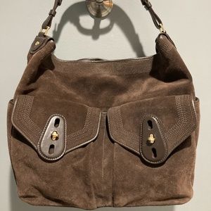 COLE HANN Chocolate Brown Suede Shoulder Bag